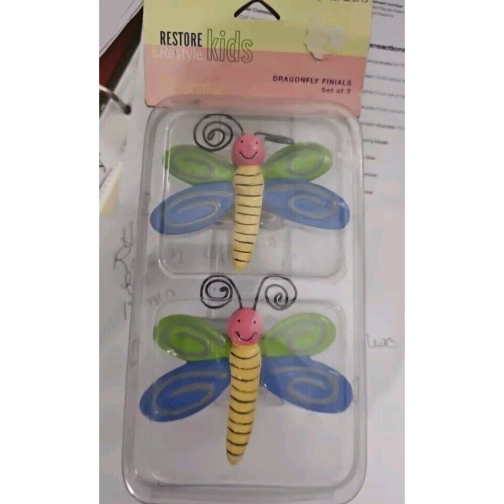 Vintage Restore & Restyle Kids Dragonfly Finials Set 2 Flower Collection‎ Décor